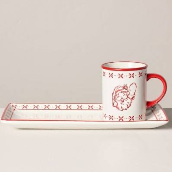 Hearth & Hand with Magnolia Stoneware Christmas Milk & Cookies Serving Set NWT‎ - Picture 2 of 7